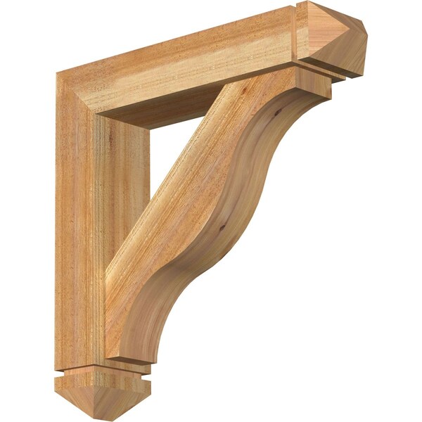 Ekena Millwork Funston Arts and Crafts Rough Sawn Bracket w/ Offset Brace, Western Red Cedar, 6"W x 26"D x 26"H BKT0604X26X26FST03RWR - main